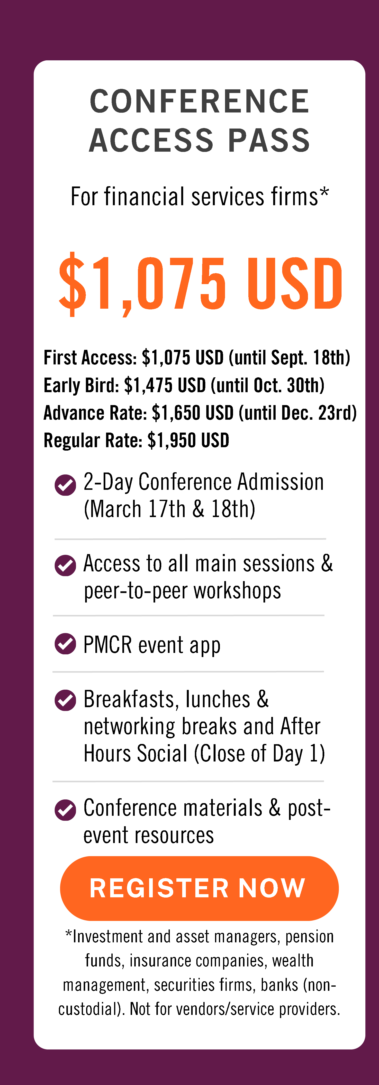 PMCR 2027 New York Registration for Conference Access Pass